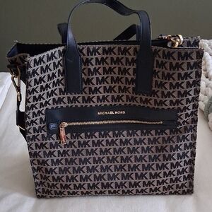 Michael Kors Black and Tan Signature Tote